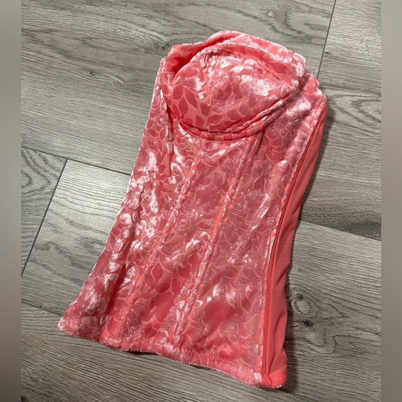 RARE Vintage 90s Victoria’s Secret Pink Velour Floral Bustier Corset Size 36B - Picture 4 of 6